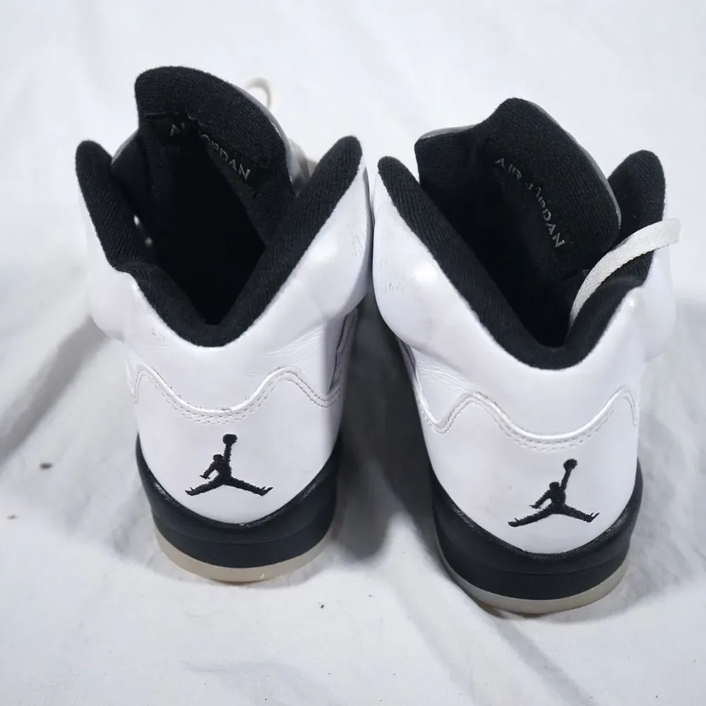 Nike Air Jordan 5 Reverse Metallic White Black GS 4.5Y 440888-110 Minty